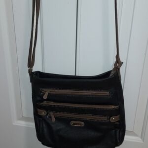 Elegant Black and Brown Crossbody Bag
